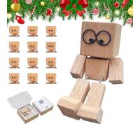 NNBWLMAEE Christmas Shaking Wooden Man Figurine with 12 Magnetic Expressions, Cute Santa Shaking Feet Wooden Doll, Handmade Xmas Decors, Car Dashboard Accessories for Friends (Style5)