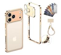 NNBWLMAEE ChubbyCase Ultra-Thin Metal Frame Heat Dissipation Case with Lens Protector for iPhone 17/16/15 Pro Max, Detachable Metal Lens Cover Cases, Seahorse Buckle Design (16Promax,B)