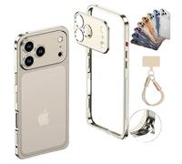 NNBWLMAEE ChubbyCase Ultra-Thin Metal Frame Heat Dissipation Case with Lens Protector for iPhone 17/16/15 Pro Max, Detachable Metal Lens Cover Cases, Seahorse Buckle Design (15Promax,C)