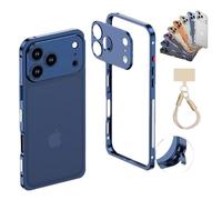 NNBWLMAEE ChubbyCase Ultra-Thin Metal Frame Heat Dissipation Case with Lens Protector for iPhone 17/16/15 Pro Max, Detachable Metal Lens Cover Cases, Seahorse Buckle Design (17Pro,G)