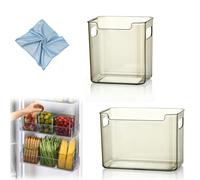 NNBWLMAEE Clear Drawer Organiser, Multi-Purpose Clear Plastic Storage Bins, Fridge Pantry Under Sink Storage Containers for Kitchen Cabinet, Cupboard, Freezer & Home Organization and Storages (M+L)