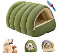 NNBWLMAEE Cozy Monster Lit pour Chat - Grotte Douillette en Peluche avec Coussin Amovible, Sac De Couchage Moelleux Lavable & Refuge Apaisant pour Chats Et Petits Chiens (Green,Large)