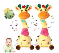 NNBWLMAEE Dancing Talking Giraffe Toy, Plush Interactive Baby Toy That Repeats What You Say, Glowing Musical Giraffe with Volume Control, 120 Songs, Gifts for Children Over 3 Months Old (2pcs)