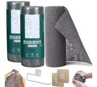 NNBWLMAEE Durable Kitchen Scrub Cloth, Microfiber Towels Cleaning Cloth Roll, Kitchen Wear-Resistant Cloth, Multipurpose Lint Free Cleaning Cloths for Kitchen - Reusable, Non-Stick Oil (2PCS)