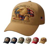 NNBWLMAEE Eagle & Liberty - United States 250th Anniversary Hat, Adjustable Bald Eagle Printed Patriotic Baseball Cap (Dark khaki)