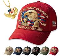NNBWLMAEE Eagle & Liberty - United States 250th Anniversary Hat, USA 250th Anniversary Hat, Adjustable Retro Washed Cap for Men Women (Red)