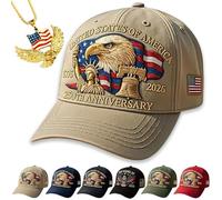 NNBWLMAEE Eagle & Liberty - United States 250th Anniversary Hat, USA 250th Anniversary Hat, Adjustable Retro Washed Cap for Men Women (Khaki)