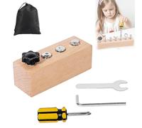 NNBWLMAEE Educational Screw-Tightening Busy Board, 2026 New Montessori-Inspired Busy Board, Montessori Activity Boards with Wooden Screwdriver Set, for Hand-Eye Coordination Development (4-Holes)