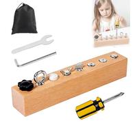 NNBWLMAEE Educational Screw-Tightening Busy Board, 2026 New Montessori-Inspired Busy Board, Montessori Activity Boards with Wooden Screwdriver Set, for Hand-Eye Coordination Development (8-Holes)