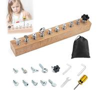 NNBWLMAEE Educational Screw-Tightening Busy Board, 2026 New Montessori-Inspired Busy Board, Montessori Activity Boards with Wooden Screwdriver Set, for Hand-Eye Coordination Development (10-Holes)