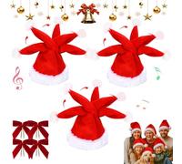 NNBWLMAEE Electric Christmas Hat, Singing and Dancing Electric Christmas Santa Hat, Plush Red and White Musical Christmas Hats, for Christmas New Year Party Supplies Xmas (3PCS)