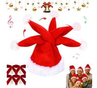 NNBWLMAEE Electric Christmas Hat, Singing and Dancing Electric Christmas Santa Hat, Plush Red and White Musical Christmas Hats, for Christmas New Year Party Supplies Xmas (1PC)