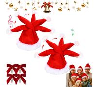 NNBWLMAEE Electric Christmas Hat, Singing and Dancing Electric Christmas Santa Hat, Plush Red and White Musical Christmas Hats, for Christmas New Year Party Supplies Xmas (2PCS)