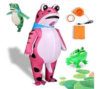 NNBWLMAEE Frog Costume Inflatable, Funny Full Body Frog Suit, Blow up Costume Full Body Halloween Frog, Suitable for Birthday, Halloween Party, Mardi Gras (Pink,XS:47.24in-55.12in)