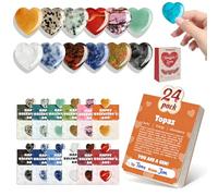 NNBWLMAEE Gem Valentines Day Cards, Valentine's Day Gem Gifts for Kids & Adults, 24 Pack Prefilled Cards with Heart-Shaped Gemstones, for Classroom Use and Valentine’s Days Gift Exchanges (24pcs)