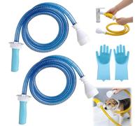 NNBWLMAEE Handheld Shower Sprayer for Pets, Dog Shower Attachment for Bathtub, Slip-on Tub Faucet Hose Sprayer with 6FT Hose, No Tools Needed for Dog Bathing, Grooming and Home Cleaning (Blue,2)