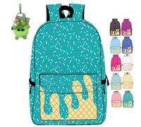 NNBWLMAEE Ice Cream Drip Kids Canvas Backpack, Ice Cream Backpack Cute Shoulder Backpacks, with Side Pockets, Use Travel, Hiking, Camping for Boys Girls (blue)