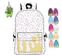 NNBWLMAEE Ice Cream Drip Kids Canvas Backpack, Ice Cream Backpack Cute Shoulder Backpacks, with Side Pockets, Use Travel, Hiking, Camping for Boys Girls (white)