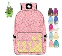 NNBWLMAEE Ice Cream Drip Kids Canvas Backpack, Ice Cream Backpack Cute Shoulder Backpacks, with Side Pockets, Use Travel, Hiking, Camping for Boys Girls (light pink)