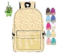 NNBWLMAEE Ice Cream Drip Kids Canvas Backpack, Ice Cream Backpack Cute Shoulder Backpacks, with Side Pockets, Use Travel, Hiking, Camping for Boys Girls (khaki)