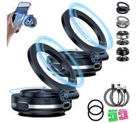 NNBWLMAEE Joyye 360 Rotatable Car Magnetic Phone Holder, Joyye 360 Degree Rotatable Magnetic Car Phone Holder, Universal Electric Vacuum Magnetic Suction Car Phone Mount (B,2PCS-Black)