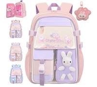 NNBWLMAEE Kawaii Bunny Girls Backpacks for Elementary School Bags, Quicksand Fridge Door Children's Backpacks, Bad Bunny Backpack for Girls, Large Capacity Waterproof, Back to School (Pink,L)