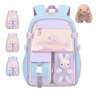NNBWLMAEE Kawaii Bunny School Backpack for Girls, Quicksand Fridge Door Children's Backpacks, Bad Bunny Backpack for Girls, Back to School (Blue-S)