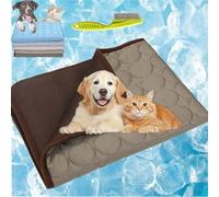 NNBWLMAEE Kittra Tapis rafraîchissant pour chat, lit rafraîchissant frais et sain pour chat, système à 3 couches, séchage instantané, antidérapant, facile à nettoyer pour l'été (marron, taille S (50,8