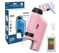 NNBWLMAEE Little Marvin Microscope, The Marvin Scope, Mini Microscope for Kids, Kids Microscope Handheld for Educational Science with LED Light (Pink)