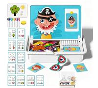 NNBWLMAEE Magnetic Puzzles Face Dress Up, Magnetic Funny Face Puzzle Toy Drawing Board, Double Side Preschool Educational Learning Toy, for Home Airplane Travel Car Trip Boys Girls Age 3-6 (A)