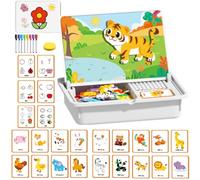 NNBWLMAEE Magnetic Puzzles Face Dress Up, Magnetic Funny Face Puzzle Toy Drawing Board, Double Side Preschool Educational Learning Toy, for Home Airplane Travel Car Trip Boys Girls Age 3-6 (D)