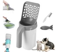 NNBWLMAEE MeowBud Poop Scooper, Meow Bud Poop Scooper with Holder, No Touch Litter Box Scoop, Cat Litter Scooper with Bag, Removable Large Capacity, Isolate Odor, No Dirty Hands (1PC)