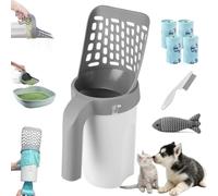NNBWLMAEE MeowBud Poop Scooper, Meow Bud Poop Scooper with Holder, No Touch Litter Box Scoop, Cat Litter Scooper with Bag, Removable Large Capacity, Isolate Odor, No Dirty Hands (4PCS)