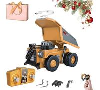 NNBWLMAEE Microcrew Mini RC Construction Series - Pocket Dump Truck, Excavator & Forklift Set with Metal Shovel, 1/64 Rc Mini Remote Control Construction Vehicles for Kids & Adults (Dump Truck)