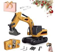 NNBWLMAEE Microcrew Mini RC Construction Series - Pocket Dump Truck, Excavator & Forklift Set with Metal Shovel, 1/64 Rc Mini Remote Control Construction Vehicles for Kids & Adults (Excavator)