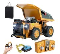 NNBWLMAEE Mini Rc Construction Series, Pocket Dump,Excavator & Forklift Set, 1/64 Rc Mini Remote Control Construction Vehicles, Truck Gift for Kids and Collectors (Dump Trucks)