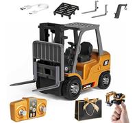 NNBWLMAEE Mini Rc Construction Series, Pocket Dump Truck, APP Control 1/64 Mini RC Construction Crane Forklift Trucks, Excavator & Forklift Set, Vehicles Toy for Adults Kids (Forklift)