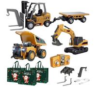 NNBWLMAEE Mini Rc Construction Series, Remote Control Dump Truck, APP Control 1/64 Mini RCS Constructions Crane Forklift Trucks, RC Construction Vehicle Set, Toy for Adult Kid (E)
