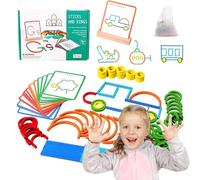 NNBWLMAEE Montessori Smart Sticks pour Tout-Petits, 120 Pcs Bâtons Et Anneaux en Bois Jeu De Puzzle - Écriture, Stem Et Art en Un Jouet, Stimule Créativité Et Concentration (1PC)