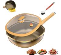 NNBWLMAEE Multi-Purpose Deep Saute Pan with Steamer Basket, 12in Titanium Alloy Non-Stick Pot with Lid, for Home Kitchen, Apartment, Camping Induction Electric Cooktop (No Steamer)