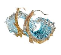 NNBWLMAEE Parure de bijoux serment de l'océan, collier et boucles d'oreilles et bagues style bohème avec serment de la mer, Acier titane