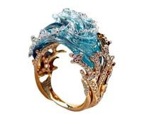 NNBWLMAEE Parure de bijoux serment de l'océan, collier et boucles d'oreilles et bagues style bohème avec serment de la mer, Acier titane