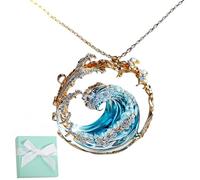 NNBWLMAEE Parure de bijoux serment de l'océan, collier et boucles d'oreilles et bagues style bohème avec serment de la mer, Acier titane
