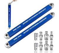 NNBWLMAEE PRO Offset Extension Wrench, Pro Zero Offset Extension Wrench Impact with 1/2", 1/4" and 3/8" Square Drive Adapters, Zero Degree Ratchet Tool for Car (2 Sets)