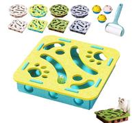 NNBWLMAEE Puzzle Felt Maze Box Cat Toys, Cat Puzzle Felt Maze Box Cats Toys, Interactive Puzzles Scratcher in Felt with Bell, for Indoor, Boredom, Exercise, Play, Enrichment (Blue-Square)