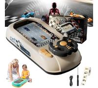 NNBWLMAEE Race Adventure Car Steering Wheel Toy, Musical Steering Wheel Car Games, Racing Adventure Cars Steering Wheel Toy for Boys 3+, Birthday, with Sounds for Kids (White)