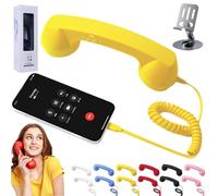 NNBWLMAEE Retro Phone Handset, Vintage Wired Handheld Cell Phone Receiver with Microphone, Bluetooth/Type-C Retro Telephone Style Landline Handle Receiver Cell Mobile Phones (Type-C,Yellow)