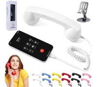 NNBWLMAEE Retro Phone Handset, Vintage Wired Handheld Cell Phone Receiver with Microphone, Bluetooth/Type-C Retro Telephone Style Landline Handle Receiver Cell Mobile Phones (Type-C,White)
