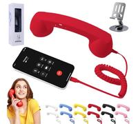 NNBWLMAEE Retro Phone Handset, Vintage Wired Handheld Cell Phone Receiver with Microphone, Bluetooth/Type-C Retro Telephone Style Landline Handle Receiver Cell Mobile Phones (Type-C,Red)