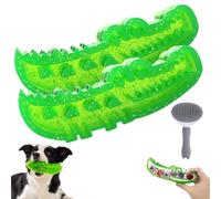 NNBWLMAEE Slow Feed Chew and Fetch Crocodile, Cute Alligator Chew Toys, for Small Medium Large Dogs Tough Gator Bite and Brush Dog Toys, Chewing Training (Green-2pcs LL)